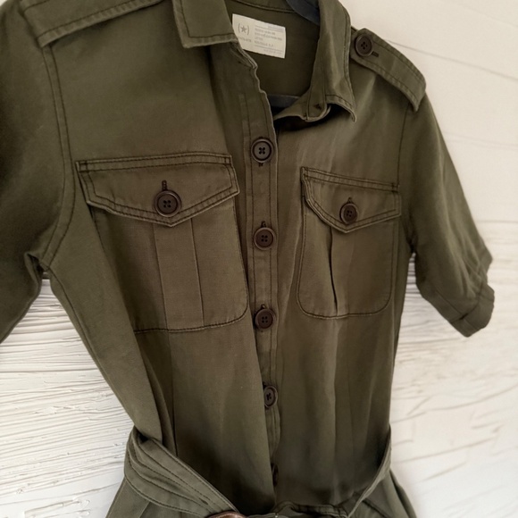 Reiss | Size 0 | Utility Short-Sleeve Belted Romper | Olive Green - Picture 4 of 11